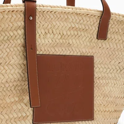 Loewe Large Basket Bag In Palm Leaf And Leather