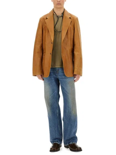 Our Legacy Opening Blazer In Camel Leather In Brown