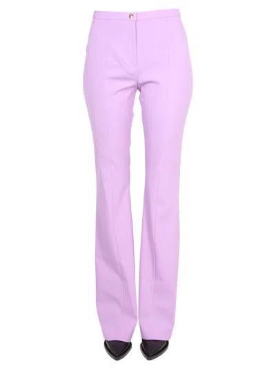 Patou High-waisted Wool Flared Leg Trousers In Purple