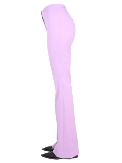 Patou High-waisted Wool Flared Leg Trousers In Purple