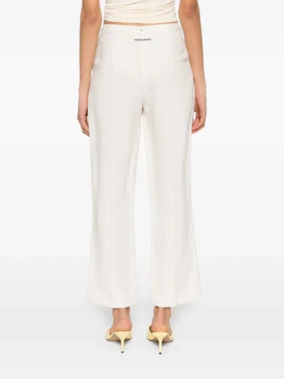 Patrizia Pepe Wide-leg High-waist Pants With Drawstring Closure In Neutral