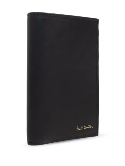 Paul Smith Black Signature Stripe Interior Leather Passport Holder In Black