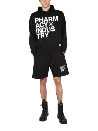 Pharmacy Industry Cotton Bermuda With Front Print In Black