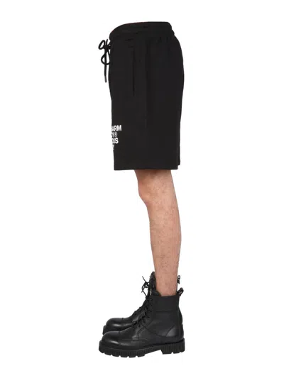 Pharmacy Industry Cotton Bermuda With Front Print In Black