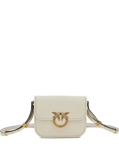 Pinko Structured Shoulder Bag With Gold-tone Bird Embellishments In White