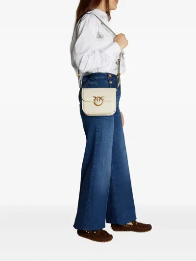 Pinko Structured Shoulder Bag With Gold-tone Bird Embellishments In White