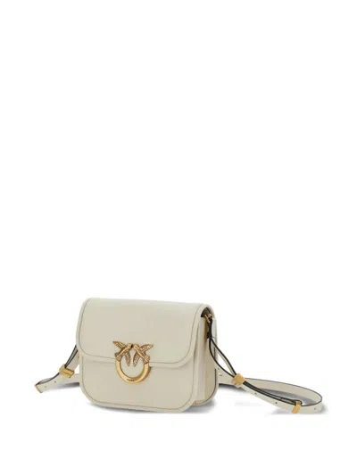 Pinko Structured Shoulder Bag With Gold-tone Bird Embellishments In White