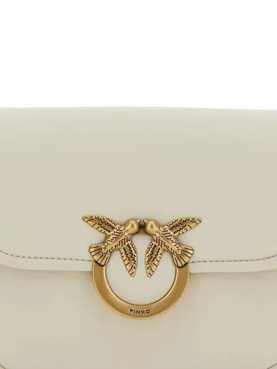 Pinko Structured Shoulder Bag With Gold-tone Bird Embellishments In White