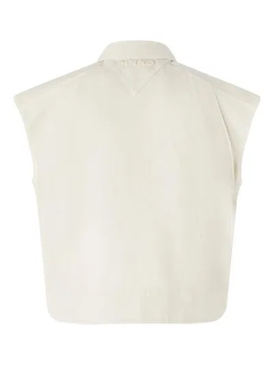 Pinko Cropped Collar Vest With Structured Shoulders In Neutral