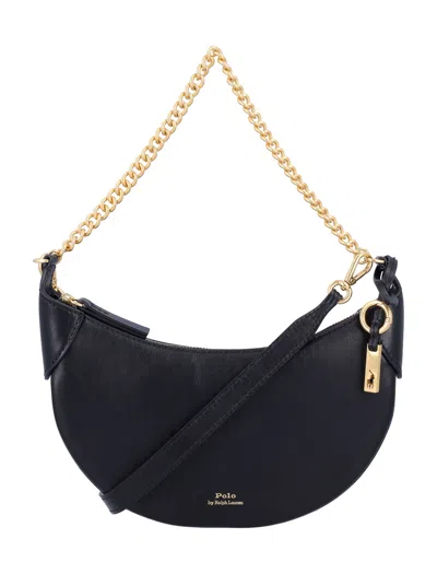 Polo Ralph Lauren Polo Id Small Leather Crossbody Bag In Black