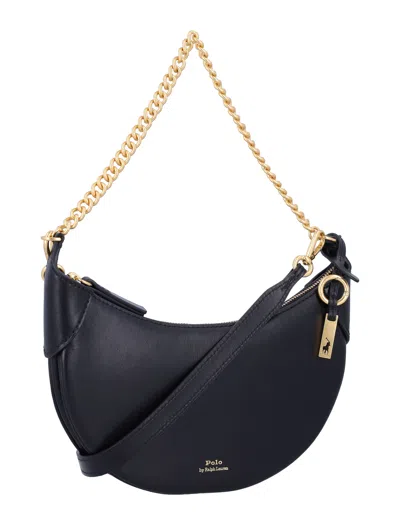 Polo Ralph Lauren Polo Id Small Leather Crossbody Bag In Black