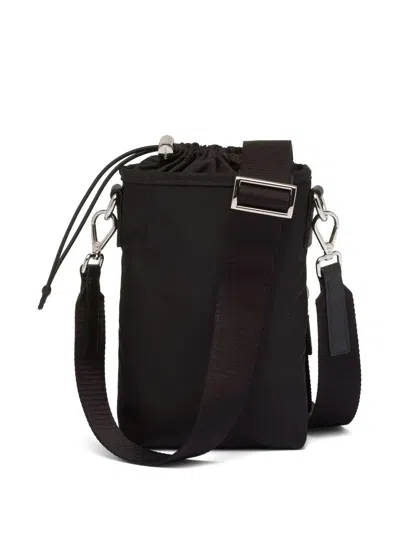 Prada Black Re-nylon Phone Case With Shoulder Strap In Black