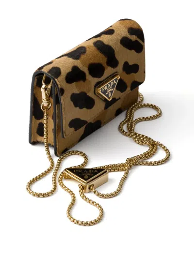 Prada Calfskin Wallet In Animal Print