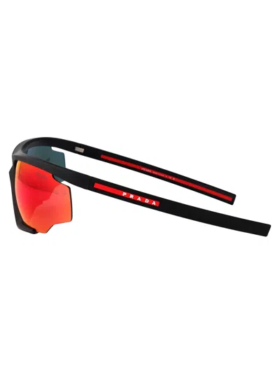 Prada Linea Rossa Black Rubber Injected Sunglasses In Multi