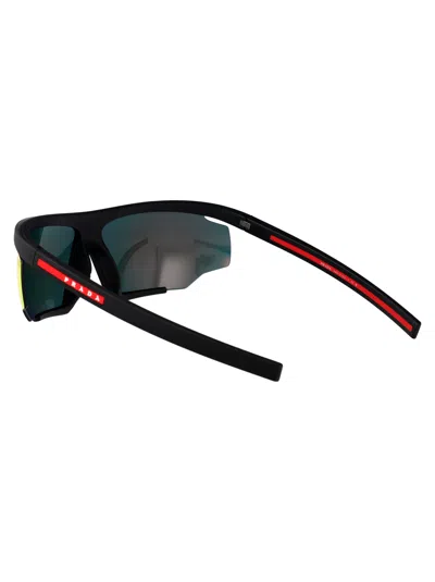 Prada Linea Rossa Black Rubber Injected Sunglasses In Multi