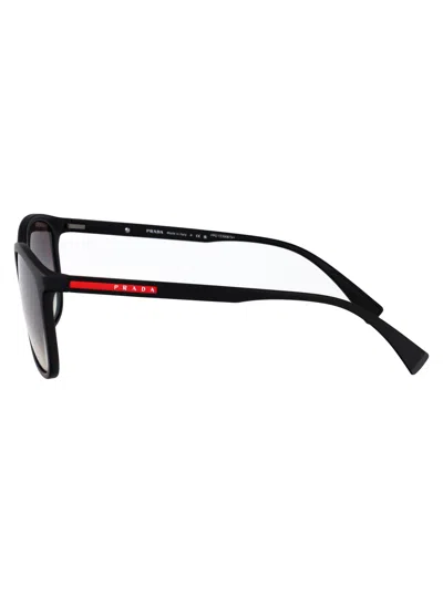 Prada Linea Rossa Black Rubber Nylon Sunglasses In Black