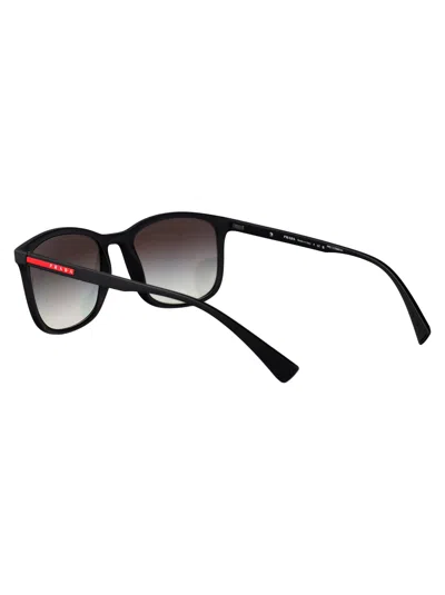 Prada Linea Rossa Black Rubber Nylon Sunglasses In Black
