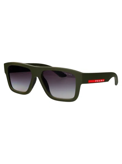 Prada Linea Rossa Injected Sunglasses In Black