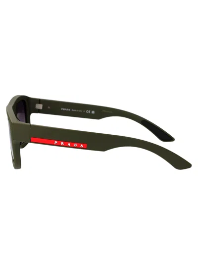 Prada Linea Rossa Injected Sunglasses In Black