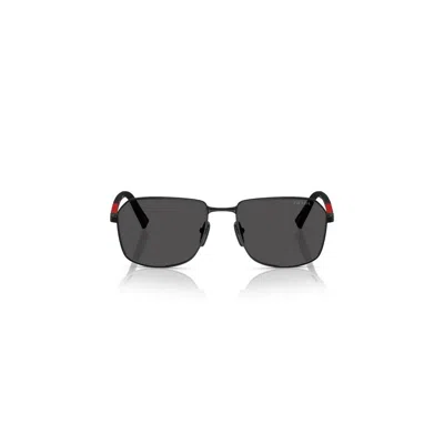 Prada Linea Rossa 57mm Rectangular Sunglasses In Black