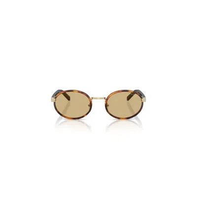Prada Womens Brown Pr B56s Round-frame Tortoiseshell Metal Sunglasses In Brown