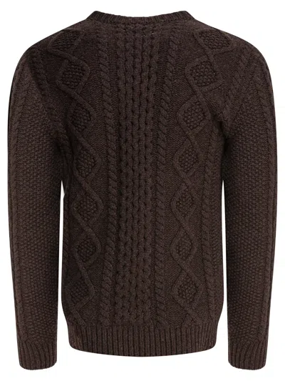 Rakkì Cable-knit Long-sleeves Sweater In Brown