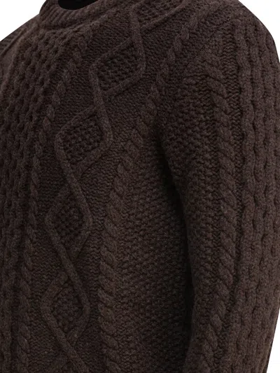 Rakkì Cable-knit Long-sleeves Sweater In Brown