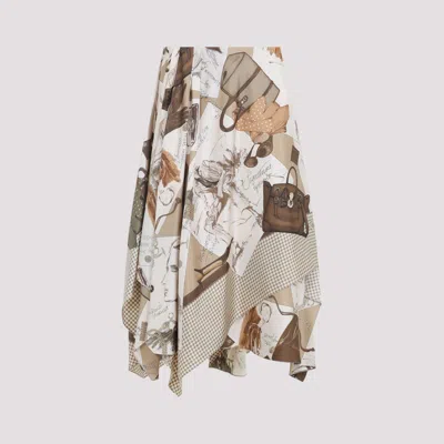 Ralph Lauren Glenn Knee Silk Midi Skirt Layered Design In Multi