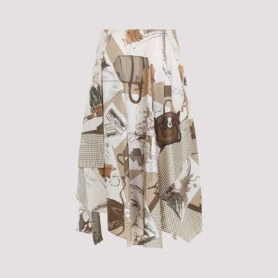 Ralph Lauren Glenn Knee Silk Midi Skirt Layered Design In Multi