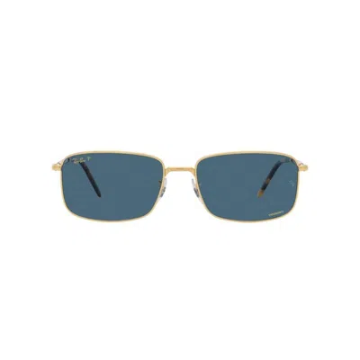 Ray Ban Rb3717 Sunglasses Gold Frame Blue Lenses Polarized 60-18 In Gold
