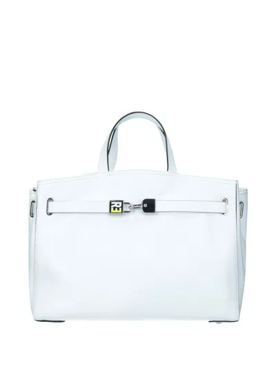 Rebelle Valentina White Leather Handbag With Shoulder Strap