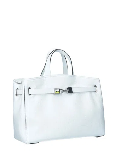 Rebelle Valentina White Leather Handbag With Shoulder Strap