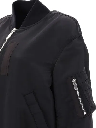 Sacai Womens Black Relaxed-fit Round-neck Shell Jacket In Black