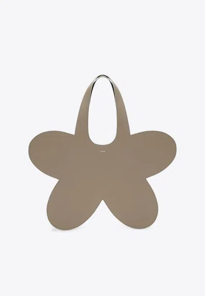 Coperni Flower Beige Leather Tote Bag