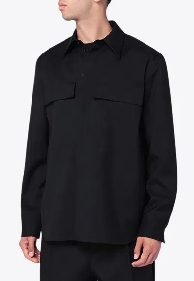 Jil Sander Black Wool Shirt With Pockets Men