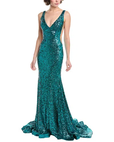 Jovani Sequin Gown In Green