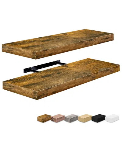 Sorbus Set Of 2 Floating Shelves In Brown