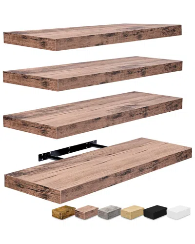 Sorbus Set Of 4 Floating Shelves In Neutral