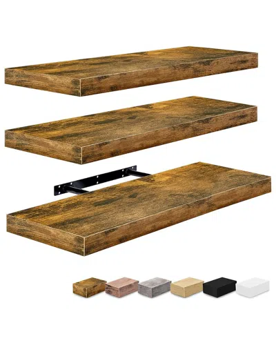 Sorbus Set Of 3 Floating Shelves In Brown