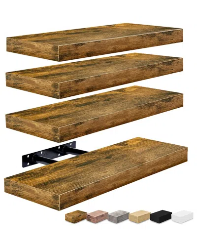 Sorbus Set Of 4 16in Floating Shelves In Brown
