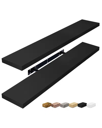 Sorbus Set Of 2 Long Floating Shelves In Black