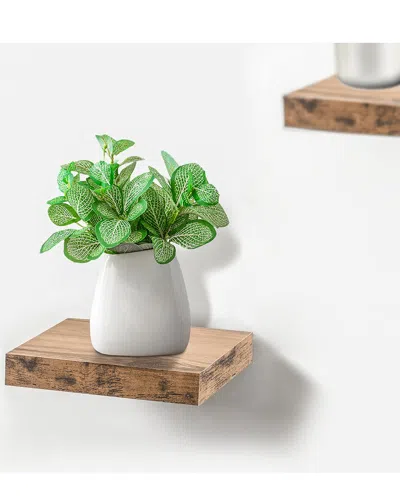 Sorbus Set Of 4 9in Square Floating Shelves In Brown