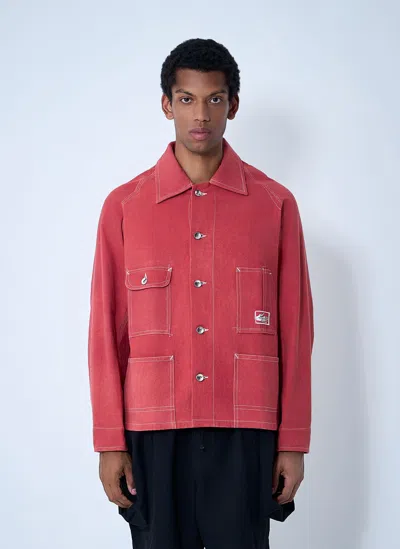 Story Mfg. Mens Pinky Railroad Denim Jacket In Pink