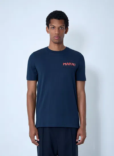 Marni T-shirt With Patch In Blue