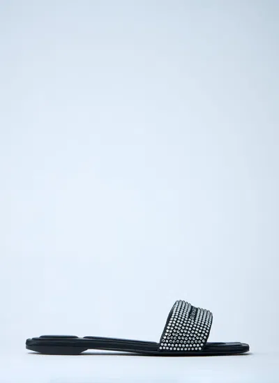 Alexander Wang Embellished Logo Motif Slides In Black