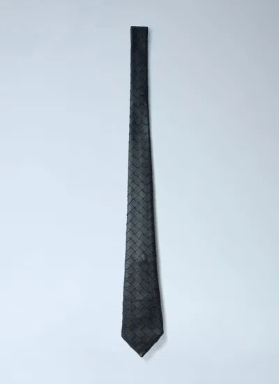 Bottega Veneta Men Intrecciato Leather Tie In Blue