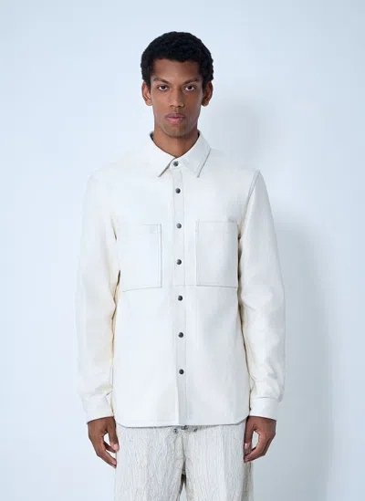 Rick Owens Leather Shirt In White