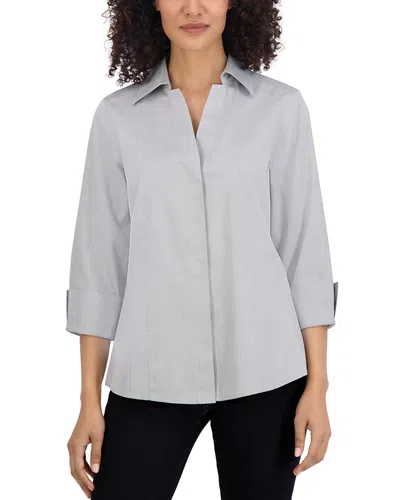 Foxcroft Taylor Non-iron Button-down Top In Gray