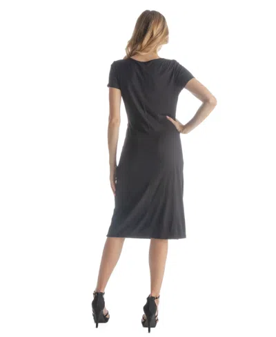 24seven Comfort Apparel Petites Short Sleeve Knee Length Faux Wrap Dress