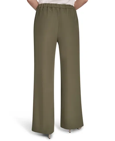 Halston Womens Soft Suiting Belted Utility Shirt Soft Suiting Wide Leg Pull On Pants